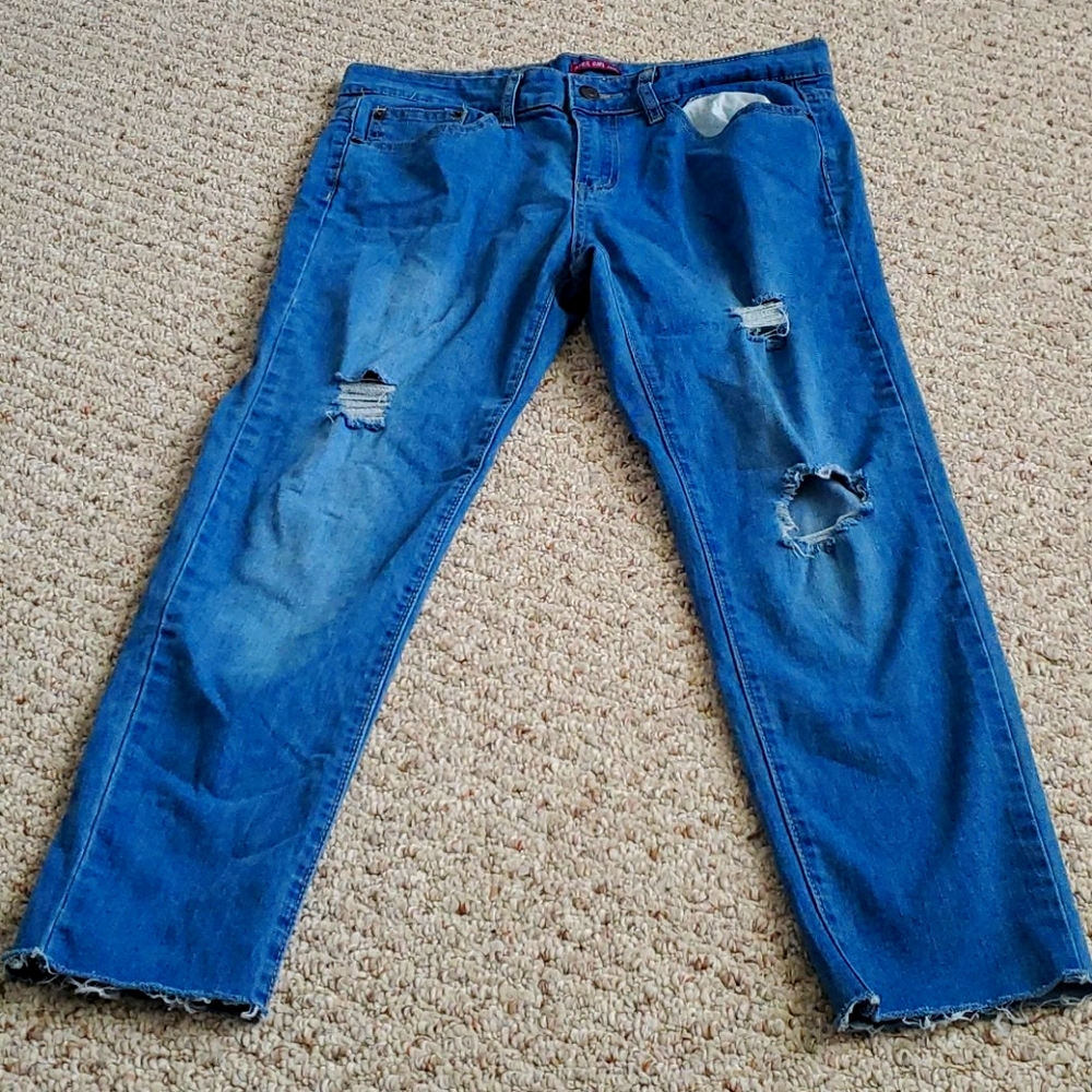Ripped blue jeans